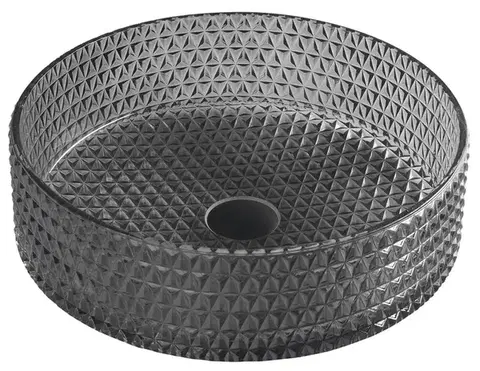 Umývadlá SAPHO - MARAGUA gravírované sklenené umývadlo na dosku priemer 39,5cm, čierna TY214