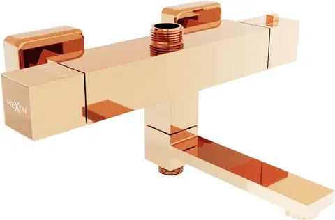 Kúpeľňové batérie MEXEN - Cube batéria termostatická vaňová/ sprchová ružové zlato 77910-60
