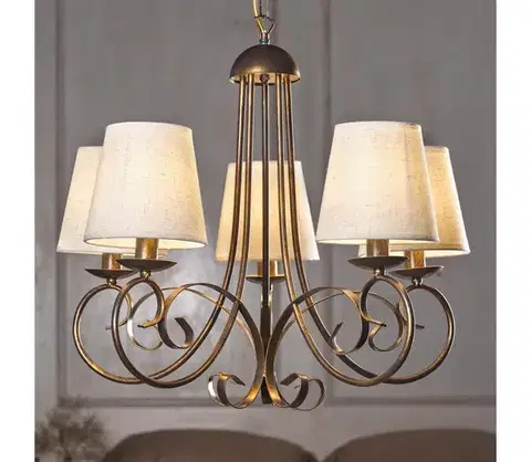 Svietidlá ONLI - Luster na reťazi POMPEI 5xE14/6W/230V bronzová 4885/5BP