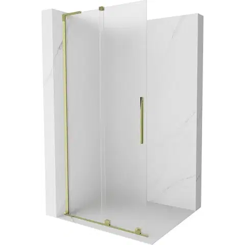 Sprchové dvere MEXEN/S - Velar L Sprchová zástena posuvná Walk-in 90 x 200, dekor 8 mm, zlato 871-090-003-33-50
