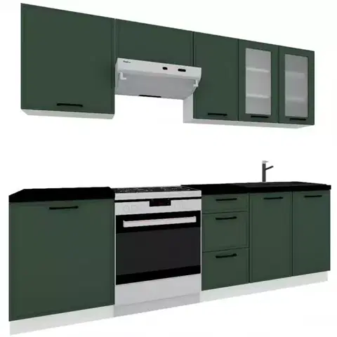 Modulový kuchynský nábytok Kuchynská linka 180/240 zelená mat bez dosky