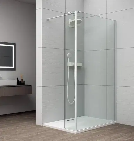 Sprchové dvere POLYSAN - ESCA WHITE MATT sprchová zástena s inštaláciou k stene 1500 a prídavným panelom 585, číre sklo ES1015ES1060W
