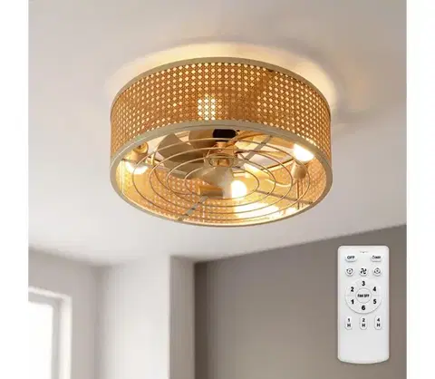 Ventilátory BRILAGI - Stropný látor 4× E27 (max. 40 W) / 230 V, priemer 50 cm, bambus, s diaľkovým ovládaním WF-OSD-125