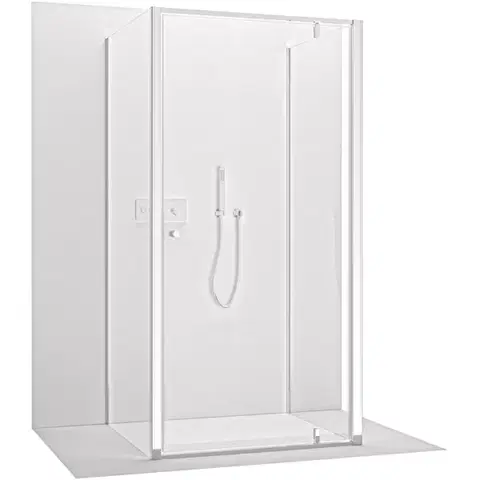 Sprchovacie kúty CERANO - Trojstenný sprchovací kút Ferri UL/P - 6 mm - chróm, transparentné sklo - 100x100x195 - pivotový CER-8050BD7859