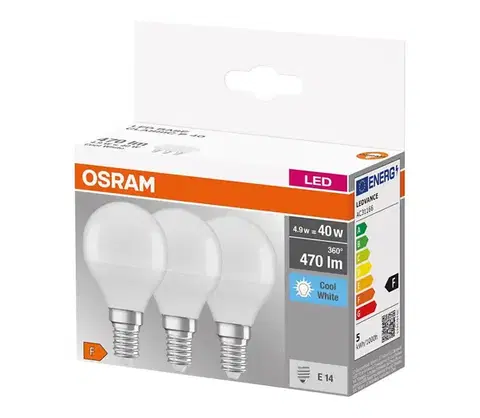 LED osvetlenie SADA 3x LED Žiarovka P40 E14/4,9W/230V 4000K - Osram 4058075429727