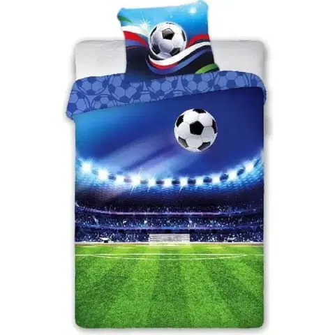 Obliečky Obliečky bavlnené Deluxe 3D 200x140cm+90x70cm Futbal gól Faro Tiahome