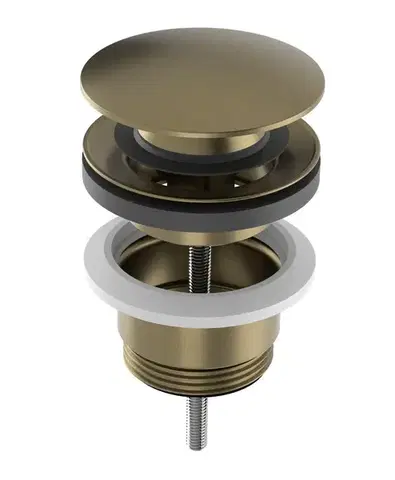 Doplnky do kúpeľne SAPHO - Umývadlová výpust 5/4", click-clack, veľká krytka, 10-65, zlato mat CV1002G