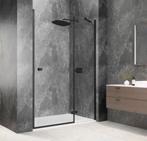 Sprchovacie kúty POLYSAN - GLOBE BLACK sprchové dvere do niky 800, číre sklo, pravé GB1080RB