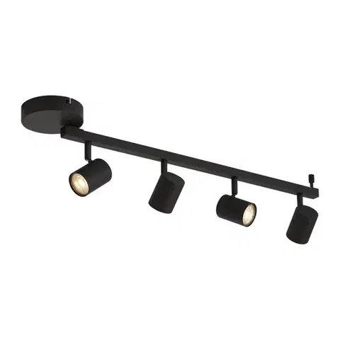 Bodove svetla Moderný čierny 4-svetelný stropný bod GU10 50mm vrátane podsvietenia a 3-cestného vypínača - Back Up