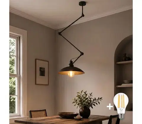 Svietidlá BRILAGI - LED nastaviteľný luster na tyči IRONBEAM 1xE27/60W/230V čierna 8590828104988