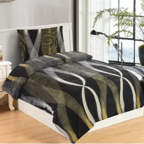 Obliečky Mikroplyšové obliečky Zlatá stuha 200x140cm+90x70cm TiaHome
