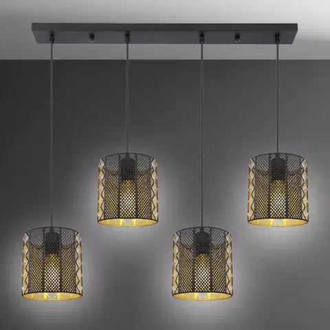 Moderné lampy do obývačky Luster 15450-4H Čierno-zlatá LS4