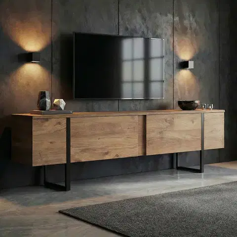 TV stolíky ROME TV stolík na nožičkách, borovica Atlantic/čierna
