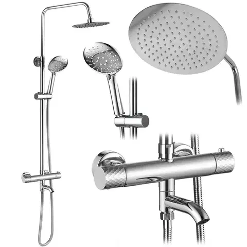 Sprchy a sprchové panely REA - Sprchová sada s termostatom LUNGO Diamond - Chrome REA-P5961