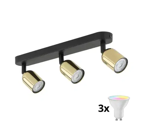 Svietidlá  LED RGBW Stmievateľné bodové svietidlo TOP 3xGU10/6,5W/230V 2700-6500K čierna/zlatá TK6032+3xAI0589