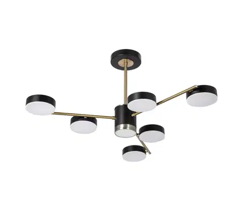 Svietidlá  LED Luster na tyči 6xLED/7W/230V + LED/6W 3000-6000K pr. 69 cm zlatá/čierna W-N6369/6