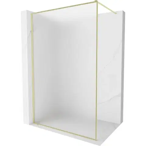 Sprchové dvere MEXEN/S - Kyoto-XF Sprchová zástena WALK-IN s rámom 100 x 202, dekor 10 mm, zlato kefovaná 800-100-104-55-30-X