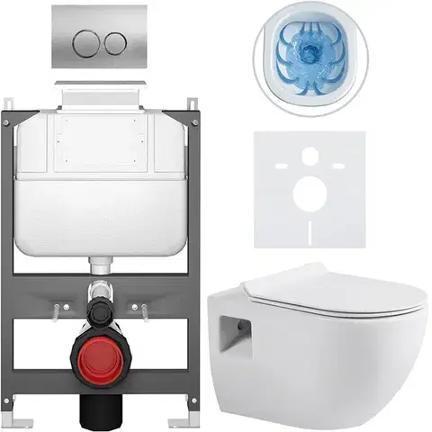 Záchody CERANO - Kompletný WC set Basic/Dure - biela lesklá - WC tlačidlo Dualo/Strieborná - ovládanie zhora - predstenová inštalácia - 51x35 CER-8050BD85886