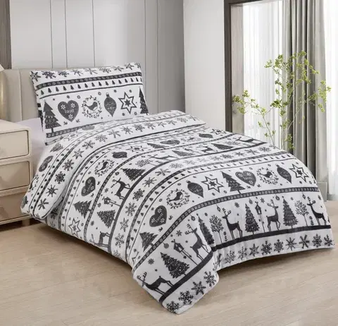 Obliečky Mikroplyšové obliečky Vianoce 200x140cm+90x70cm TiaHome