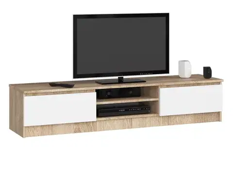 TV stolíky Dizajnový TV stolík ROMANA160, dub Sonoma / biely