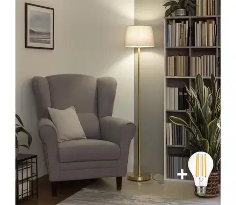 Lampy BRILAGI - LED stojacia lampa CERIA 1xE27/20W/230V priemer 30 cm sivá/zlatá SA2189+EG781036