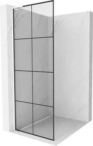 Sprchové dvere MEXEN/S - Kioto L Sprchová zástena WALK-IN 80 x 200, čierny vzor, biela 800-080-103-20-77