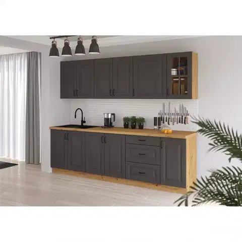 Kuchynské linky Kuchynská linka Stilo grafit mat/artisan 260 bez dosku