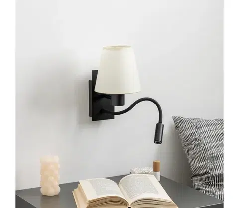 Svietidlá Brilagi - LED Nástenná lampa NUBILA 1xE27/25W/230V + LED/3W čierna/krémová BG1558+BG1572