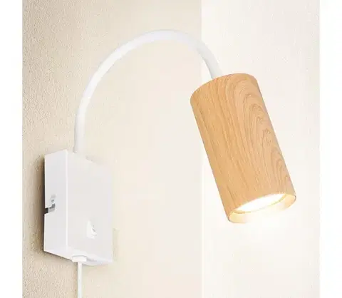 Svietidlá BRILAGI - Flexibilná nástenná lampa SELE 1xGU10/30W/230V biela/dubový dekor WO-W11-OEM