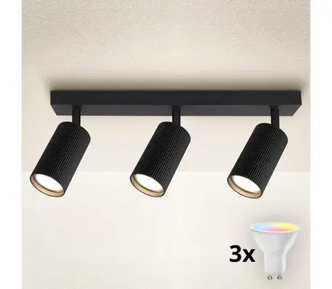 Svietidlá BRILAGI - LED RGBW stmievateľné bodové svietidlo SELE MODERN 3xGU10/4,8W/230V čierne BG2868+3xAI2382