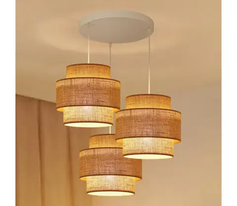 Svietidlá BRILAGI - Luster na lanku SPACE YUTE 3xE27/15W/230V béžová/biela 609241
