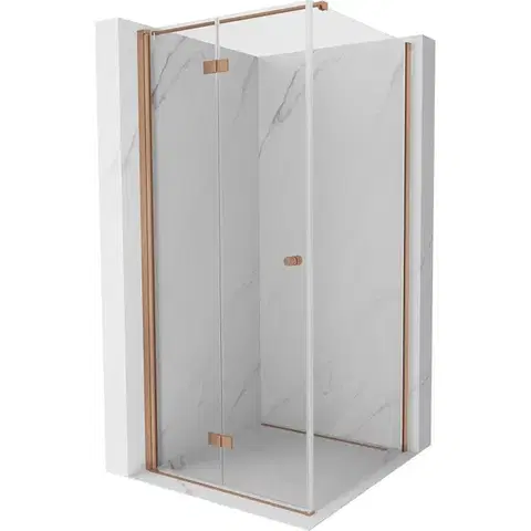 Sprchovacie kúty MEXEN/S - Mist-F sprchovací kút skladacie dvere ľavá 120 x 120, transparent, meď kartáčovaná 8A6T-120-120-65-00-L