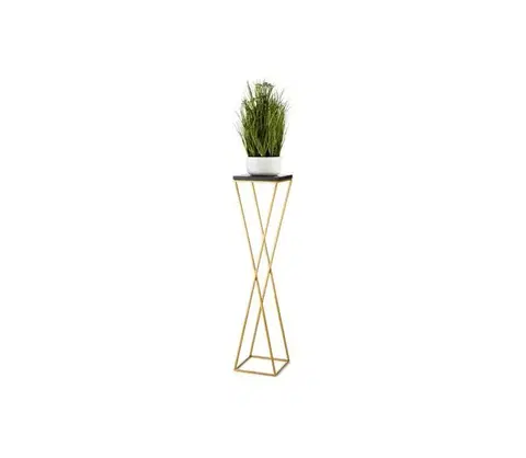 Stojany na kvetiny HowHomely Stojan na kvety LOFT 100x24 cm zlatá/čierna 10-1630-100-GB-MDF