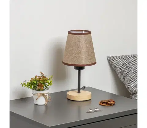 Lampy BRILAGI - Stolná lampa NUBILA WOOD 1xE27/25W/230V dub/hnedá BG1567+BG1570