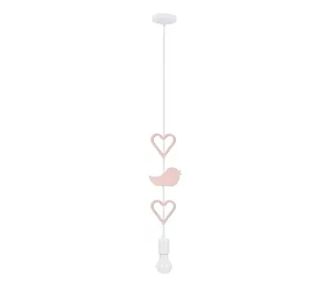 Svietidlá  Detský luster na lanku HEART 1xE27/20W/230V ružová/biela 31-12111