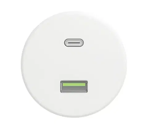 Predlžovacie káble Reblig - Retro USB zásuvka A+C bez rámčeka snehovo biela W/USB
