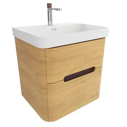 Kúpeľňový nábytok Kúpeľňová skrinka s umývadlom SAT Fusion 57,5x53x45 cm dub medový mat SATFUSION260DMMWBA SATFUSION260DMMWBA
