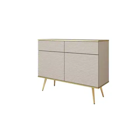 Komody ArtPS Komoda BIJOU KSZ-107 MDF | béžová / zlaté nohy