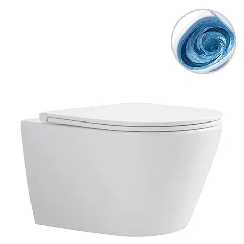 Záchody CERANO - WC závesné Toluco, Vortex - bez sedátka - biela lesklá - 50x36 CER-667763