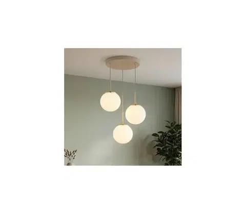 Svietidlá BRILAGI - Závesný luster na lanku MILO ECRU 3xE27/60W/230V béžová/zlatá 75-005B