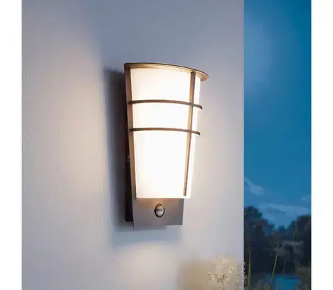 Záhradné lampy Eglo 96017-LED Vonkajšie nástenné svietidlo s pohybovým senzorom BREGANZO 1 2xLED/2,5W IP44 96017