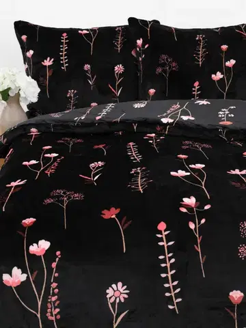 Obliečky MKLozkoviny.sk Predĺžené obliečky mikroplyš Exclusive – Vlčie maky čierne - 140 × 220 cm - 70 x 90 cm