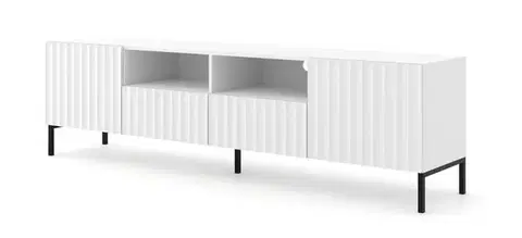 TV stolíky ArtBm Tv stolík WAVE 200 | 2D2S Prevedenie: Biela mat / čierne nohy