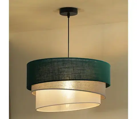 Svietidlá  - Luster na lanku TRIO 1xE27/15W/230V pr. 45 cm zelená/šedá/biela 604031