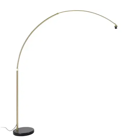 Oblúkové lampy Oblúková lampa mosadz a čierna mramorová základňa nastaviteľná - XXL