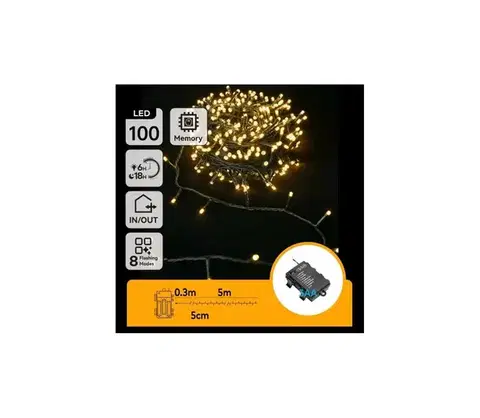 LED osvetlenie  B.V.  - LED vonkajší reťaz 100xLED/8 funkcií 3xAA 5,3 m IP44 teplá biela B10303K2J