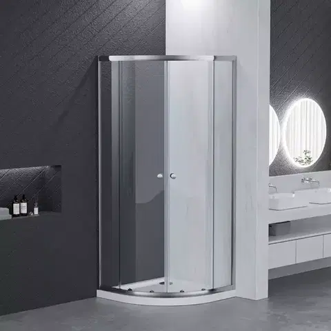 Sprchové kúty 90x90 Sprchový kút polkruhový Uni 90x90x185 chróm