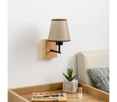 Svietidlá BRILAGI - Nástenná lampa NUBILA WOOD 1xE27/25W/230V dub/hnedá BG1561+BG1570
