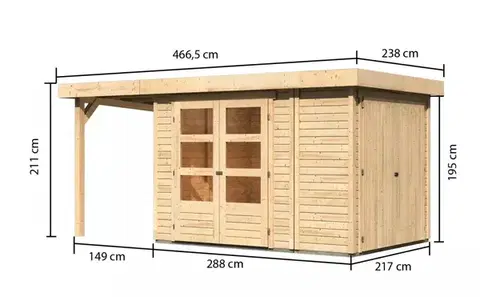 s prístreškom Drevený záhradný domček RETOLA 2 Lanitplast