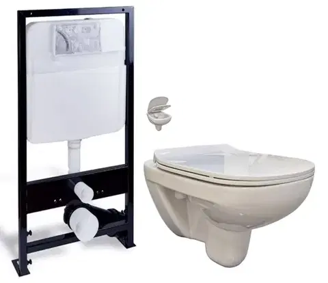 Závesné wc sety PRIM predstenový inštalačný systém bez tlačidla + WC bez oplachového kruhu Edge + SEDADLO PRIM_20/0026 X EG1